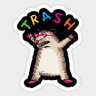 Trash Opossum wearing heart sunglasses Sticker